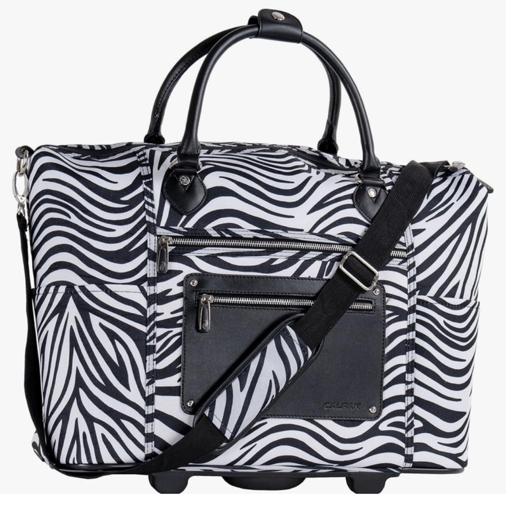 CalPak Zebra Print Rolling Tote, Zanny WRT406, NWT, airline  approved.